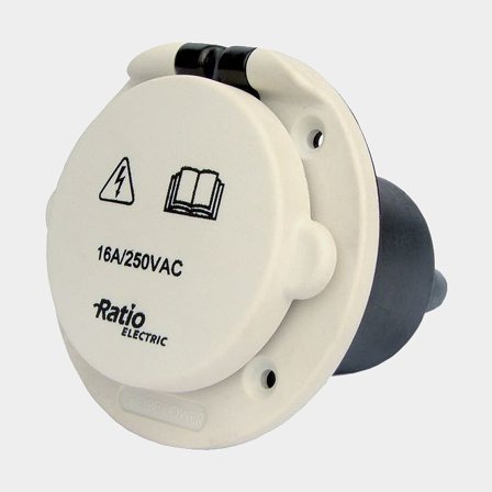 Landstromeingang Ratio, 250 V, 16 A, CEE (Stecker), mit Easy Lock System, Glasfaser/Nylon - Boot