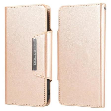Iphone 13 - 2in1 Läder Magnet Fodral / Skal - Guld