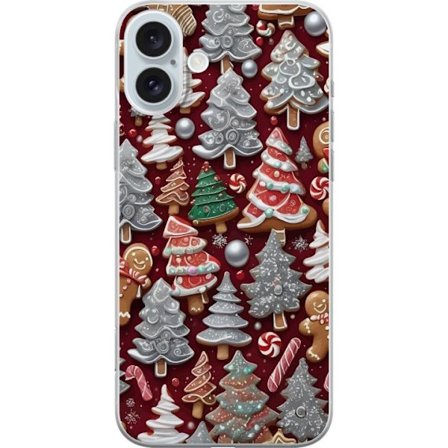 Kompatibelt Mobilskal till Apple Apple iPhone 16 Plus Mysigt julmotiv med granar, godis och vinterfärger