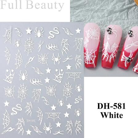Halloween Negleklistermærker Sorte Kat Spøgelser Edderkop Spindelvæv Design Decals Holografiske Selvklæbende Slider Manikyr Kunst Og Dekoration DH-581