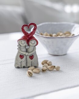 Weihnachtsdekoration Tittut Wichtelpaar Herz Grau