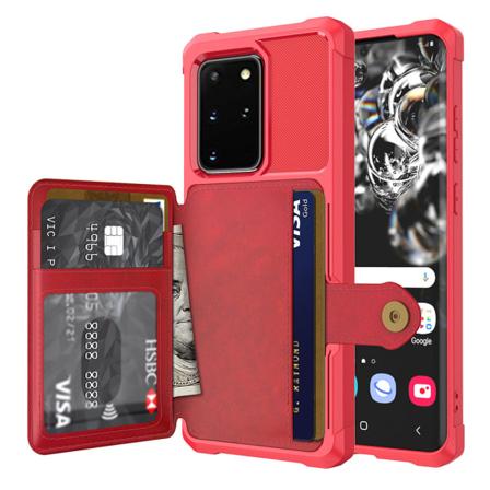 Glat cover med kortrum - Samsung Galaxy S20 Plus Röd