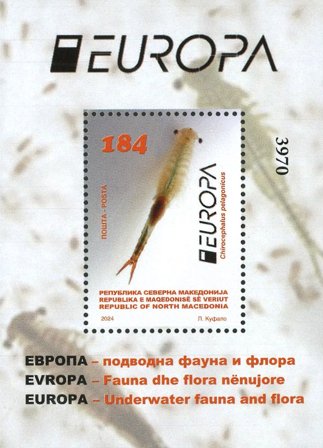 Republikken Nordmakedonien - EUROPA 2024 Undervandsvandsfauna og -flora - Postfrisk miniark