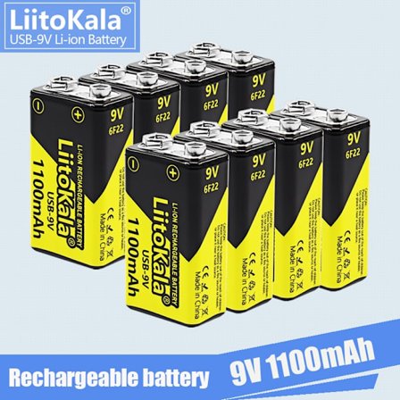1-16 kpl LiitoKala 9V 1100mAh Li-ion Ladattava akku USB 9V Akku Yleismittarille Mikrofoni Lelu Kaukosäädin KTV käyttö