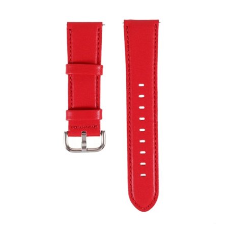 20 mm universal ensfarget klokkerem i skinn - Rød