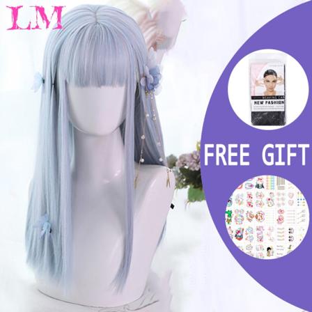 Lång Ombre färgglad syntetisk cosplay Lolita Harajuku peruk med B #4 Yellow