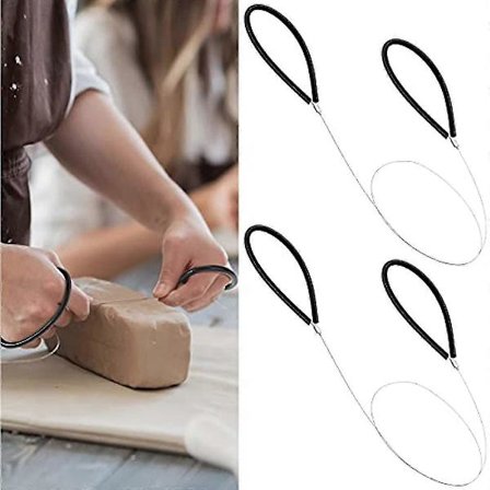 2 Stykker Ler Skærere Tråd Ler Mudder Skæretråd Keramik Tråd Skæreværktøj Med Sort Gummihåndtag Til Keramikhjul Og Ler