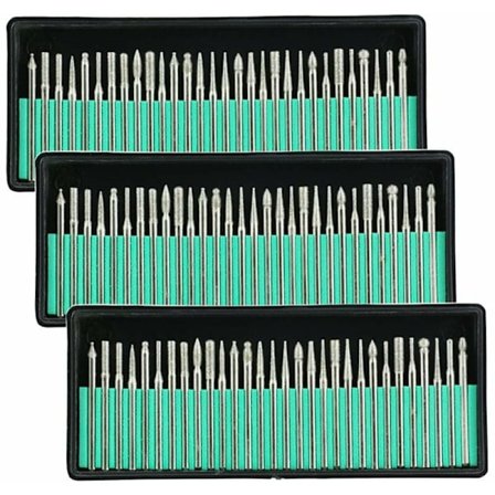 Diamant Burr Bits Bor Glas Metal Gem til Dremel Slibning Rotary Tool, 90 stk 1/8-tommer (3 mm)