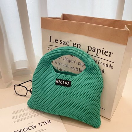 Stickad handväska Knot handledsväska GRÖN green