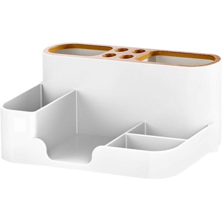 Skrivbordsorganisatör 20,5x13x9cm, Multifunktionell redskapslåda med pennhållare, Förvaring för pennor, saxar, anteckningar, sminkkosmetika smycken, 