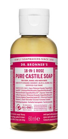 Dr. Bronner's Castile Soap Rose 60 ml, Skincare, Kropspleje, Bodyshampoo
