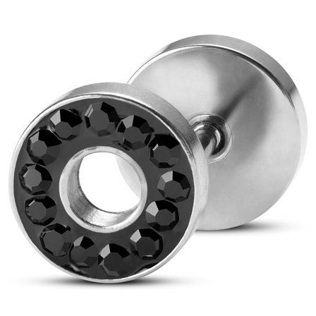 Orecchino a bottone argentato con zircone da 8 mm per uomini - Orecchini a bottone