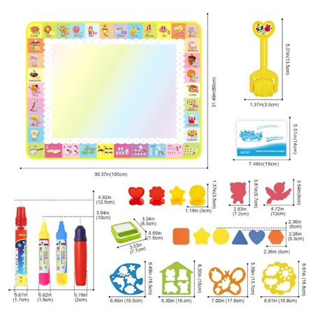 Vandmalemåtte til Børn 1-6 År – Interaktiv Maleleg & Aqua Magic Doodle-måtte til Piger og Drenge