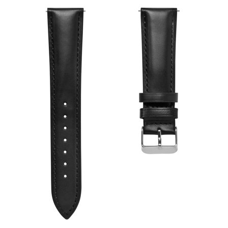 Correa de reloj de cuero negro de 21 mm con hebilla plateada - De liberación rápida para hombres - Correas para relojes