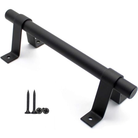 Dørhåndtag til ladeport, 200 mm lang sort massivt kulstofstål dørhåndtag, skydedørhåndtag til køkkenskab