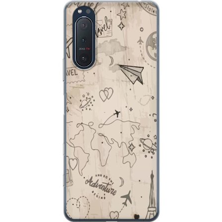 Kompatibelt Mobildeksel til Sony Xperia 5 II Futuristisk pansret helt i rosa og gull med lysende energi i dramatisk neonmiljø