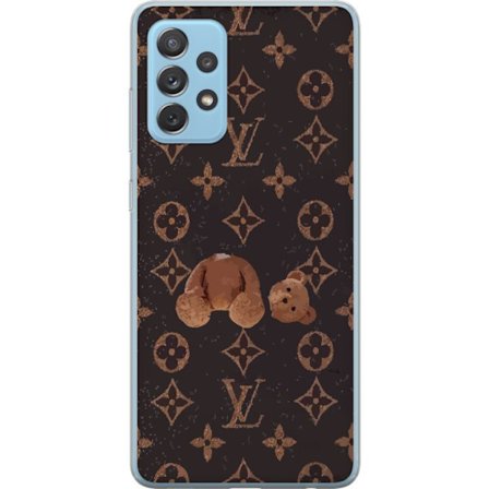Kompatibel Mobilcover til Samsung Samsung Galaxy A72 5G Luksuriøst monogrammønster med knust bamse i mørk modeæstetik