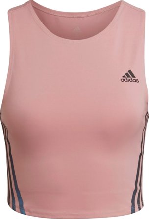 Adidas Women's Run Icons 3-Stripes Cooler Running Crop Top Women Short sleeved fitness sweater Pink XL