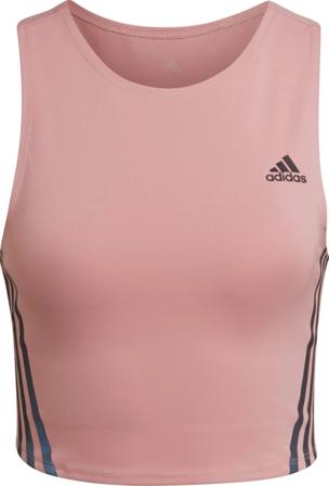 Adidas Women's Run Icons 3-Stripes Cooler Running Crop Top Women Short sleeved fitness sweater Pink L