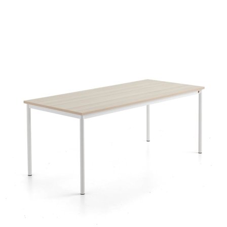 Bord SONITUS PLUS, L1800 B800 H720 mm, understell hvit, lyddempende høytrykkslaminat, ask