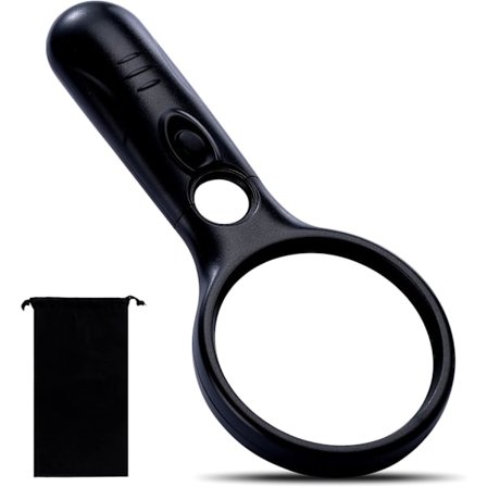 Förstoringsglas med belysning (svart) med 3 LED-lampor, 3x förstoring