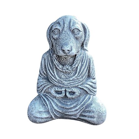 Mediterande hund Buddha trädgårdsdekoration, zen trädgård djurstaty figurin skulptur-inomhus
