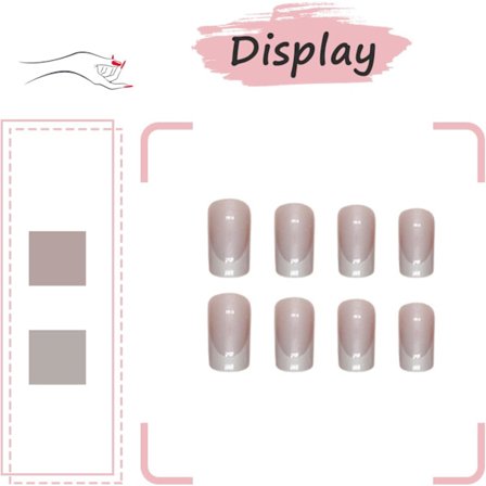 24 st French Tips Press-on Naglar Medium Square Falska Naglar Glansig Aurora Silver Glitter Falska Naglar med Limflikar Avtagbara, Aurora Silver