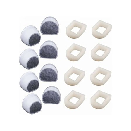 Sæt med 16 skumforfiltre og kulfilter kompatibelt med Petsafe Drinkwell Fountain Rustfrit stål 360 Avalon Pagoda Seascape og Sedona Fontain