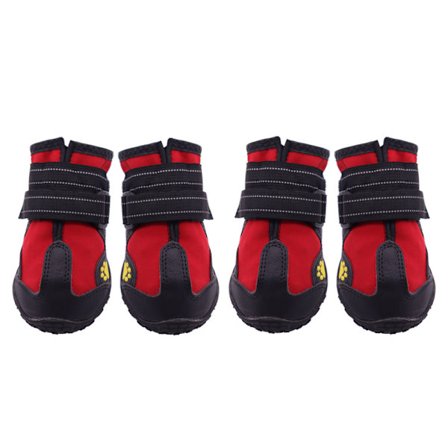 Punaiset koiran tossut, vedenpitävät, liukastumista estävät ja säädettävät lemmikkitossut (4 kpl) E