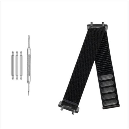 Nailonpunottu ranneke kompatibeli Amazfit T-Rex2: hengittävä, elastinen vaihdettava hihna 21.5cm x 2.6cm Black