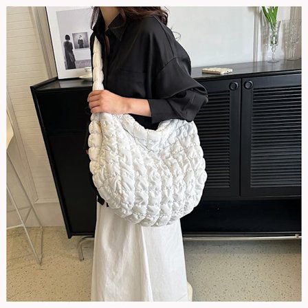 Quiltet letvægts nylon crossbody taske