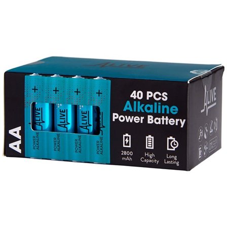 Alive Alkaline AA-batterier i 40-pak