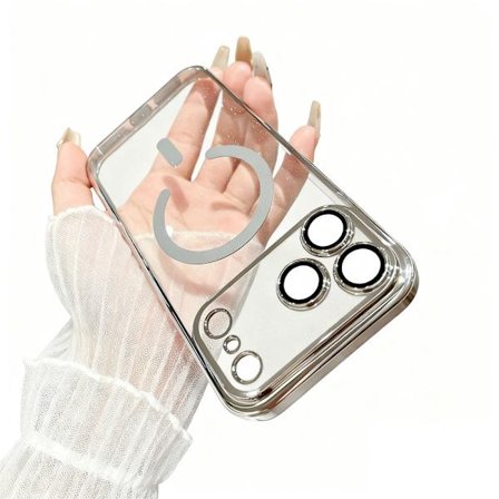 iPhone 17 Pro Max telefondeksel, transparent telefondeksel (titaniumgrå iPhone 17 Pro Max)