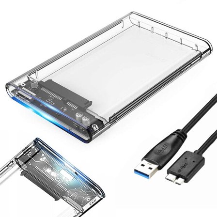 Kietojo disko korpusas HDD 2.5" SATA, gennemsigtig