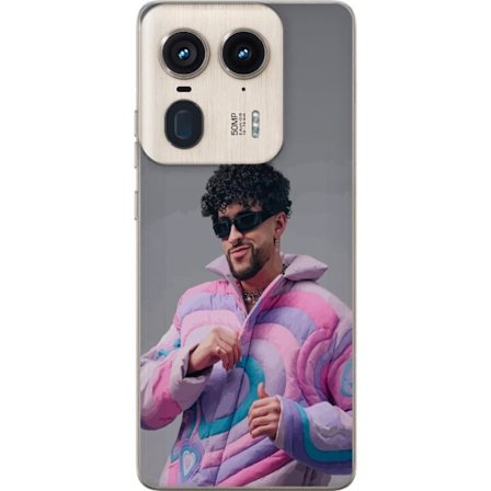 Yhteensopiva Puhelinkuori Motorola Edge 50 Ultra Värikäs kuvaus surullisesta sydämestä rannalla palmujen, delfiinien ja auringonlaskun kanssa retro-ta