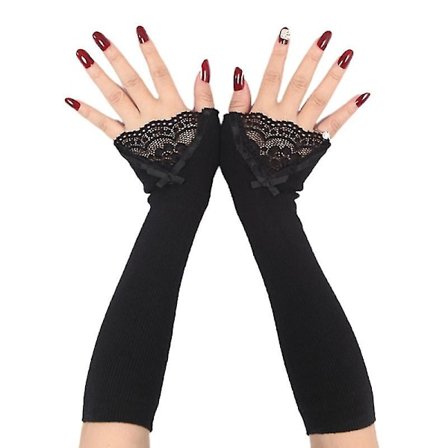 Vinterribbestrikkede armvarmere til kvinder