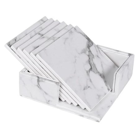 TG 6x Glasunderlegg med Holder - Kvadratisk Hvit