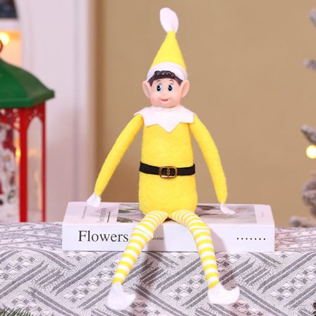 Julbokhylla tomte dekorationer Juldekorationer långbenta docka regnbågsfärg sittande docka