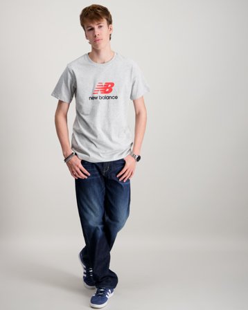 New Balance New Balance Jersey Stacked Logo Tee Grå T-skjorter Gutt - Kids Brand Store