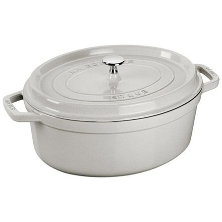 Ovalt Grytform i Gjutjärn - STAUB - Vit Tryffel - 31 cm - 5,5 l - För alla typer av spisar inklusive induktion