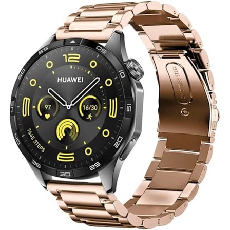 Kompatibelt armband för HUAWEI WATCH GT4 46mm, snabbfäste rostfritt stål metall ersättningsarmband roséguld (inga verktyg ingår)