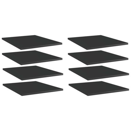 vidaXL Hyllplan 8 st svart högglans 40x50x1,5 cm konstruerat trä