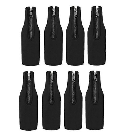 Ölflaskkylare, Extra tjocka isolerade neoprenfodral med dragkedja - Håller ölen kall och händerna varma, 12 OZ 8-pack [YJD]