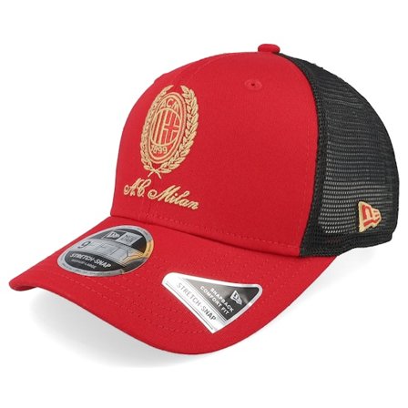 New Era - Football Rot trucker Cap - AC Milan Heritage Gold 9FIFTY Scarlet/Black Trucker @ Hatstore