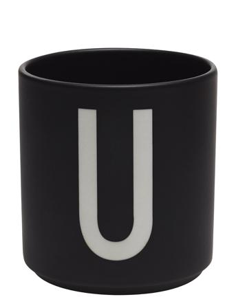 Black Porcelain Cups A-Z Black Design Letters