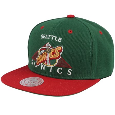 Mitchell & Ness - Verde snapback Gorra - Seattle Supersonics Monument Green/Red Snapback @ Hatstore