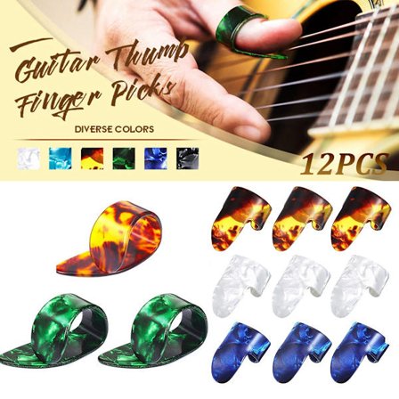 Tommelplekter Fingerplekter, Medium, Flat Angled, Celluloid Gitar F
