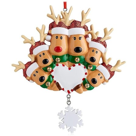 Personlig hjortefamilie juletrepynt Kreativ familiejuldekorasjon sett (julehjort, familie på 6)