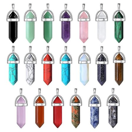 20 stk Healing Crystal Pendant Charms Smykker Fremstilling Naturlig Ædelsten Bulk Obsidian Kvarts Karneol