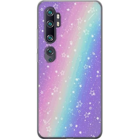 Kompatibelt Mobildeksel til Xiaomi Mi Note 10 Rainbow-farget pastellbakgrunn med hvite stjerner og gnistrende prikker i myk overgang